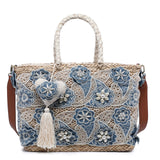 Borsa Shopper in Rattan Blu