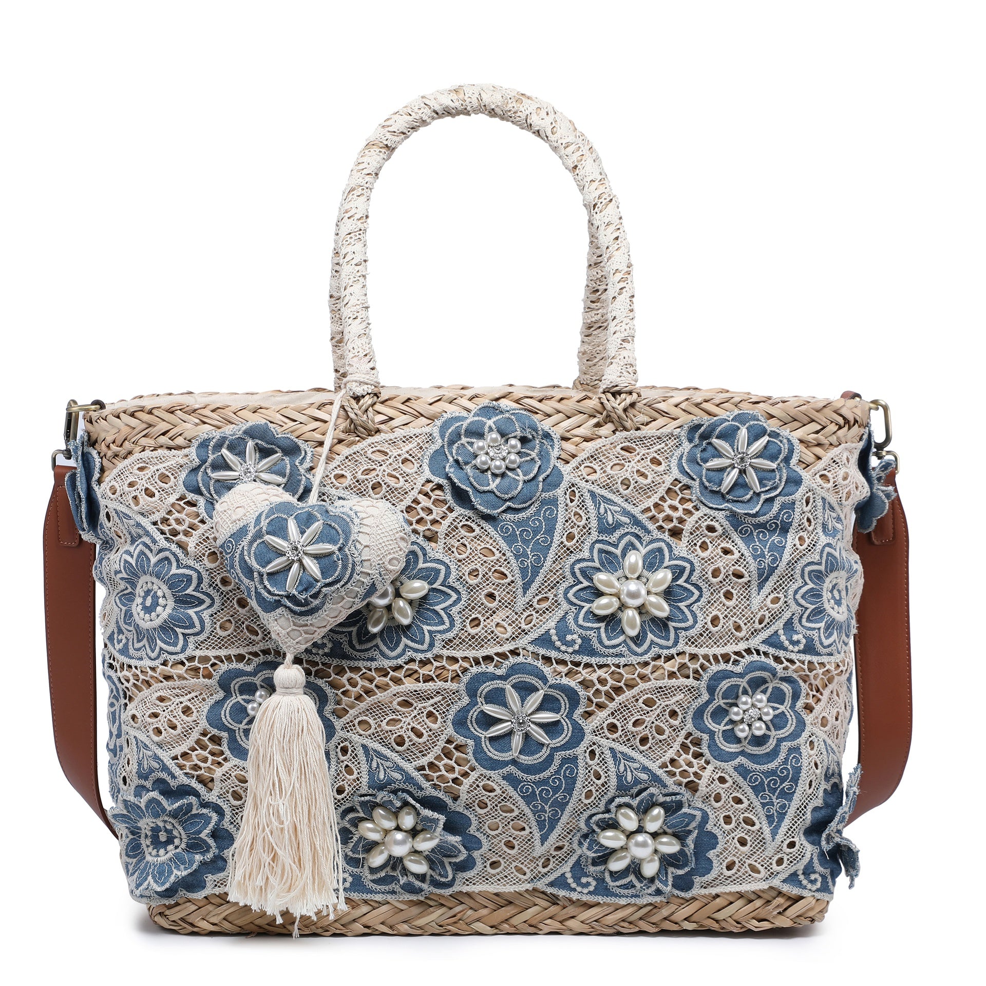 Borsa Shopper in Rattan Blu