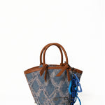 Borsa a Mano in Pelle Vegana Blu
