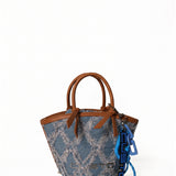 Borsa a Mano in Pelle Vegana Blu