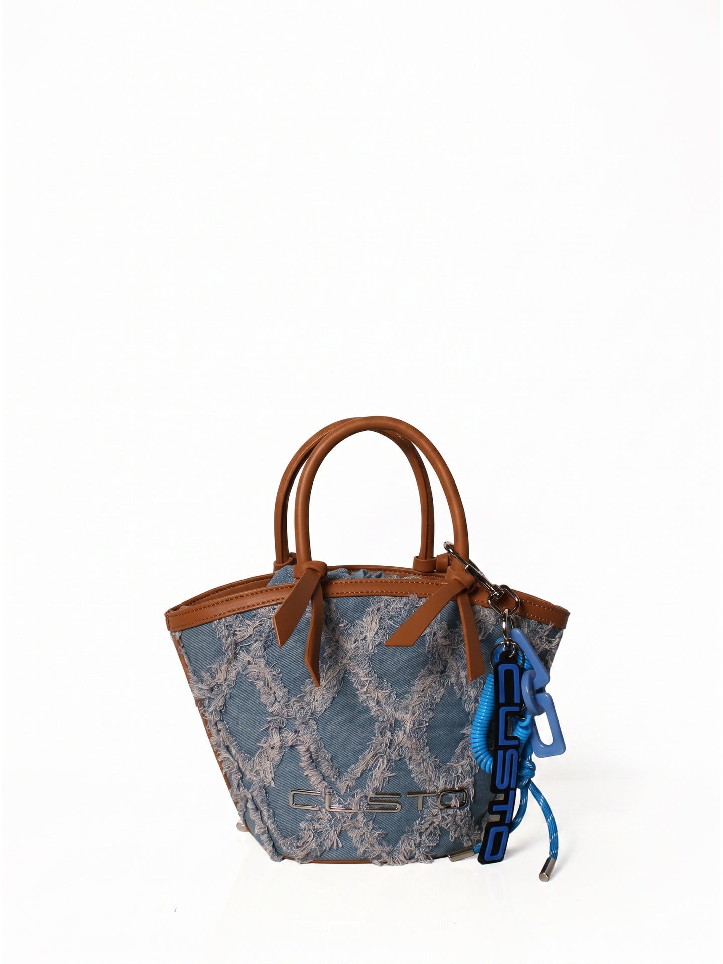Borsa a Mano in Pelle Vegana Blu