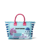 Borsa a Mano in Cotone Multicolore e Fuxia