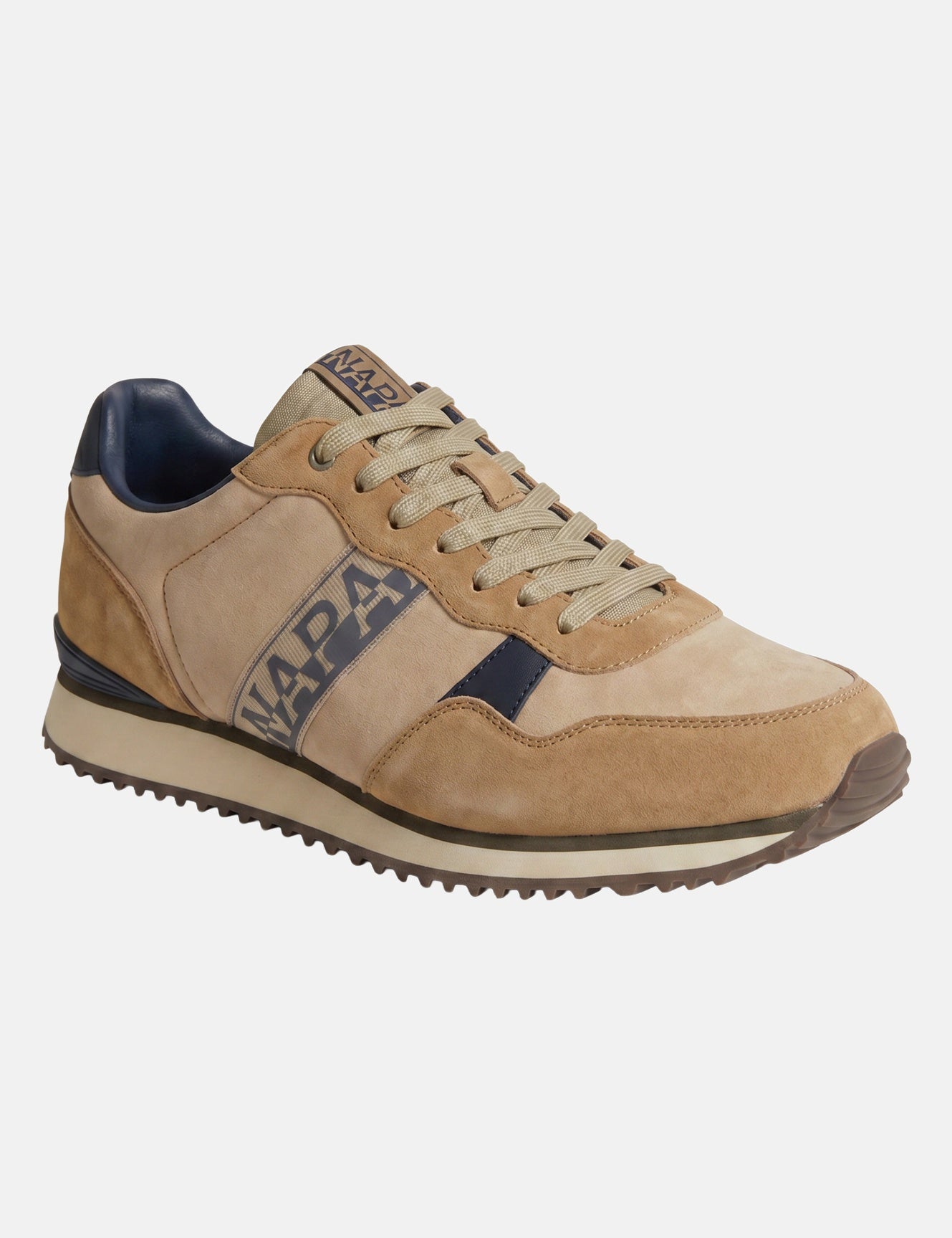 Sneakers platform in Pelle Vegana Taupe Scuro
