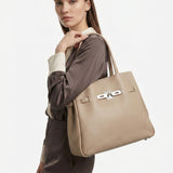 Borsa a Tracolla in Dollaro Leather Beige Scuro