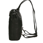 Borsa a Spalla Convertibile in Zaino in Vera Pelle Nero