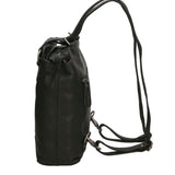 Borsa a Spalla Convertibile in Zaino in Vera Pelle Nero