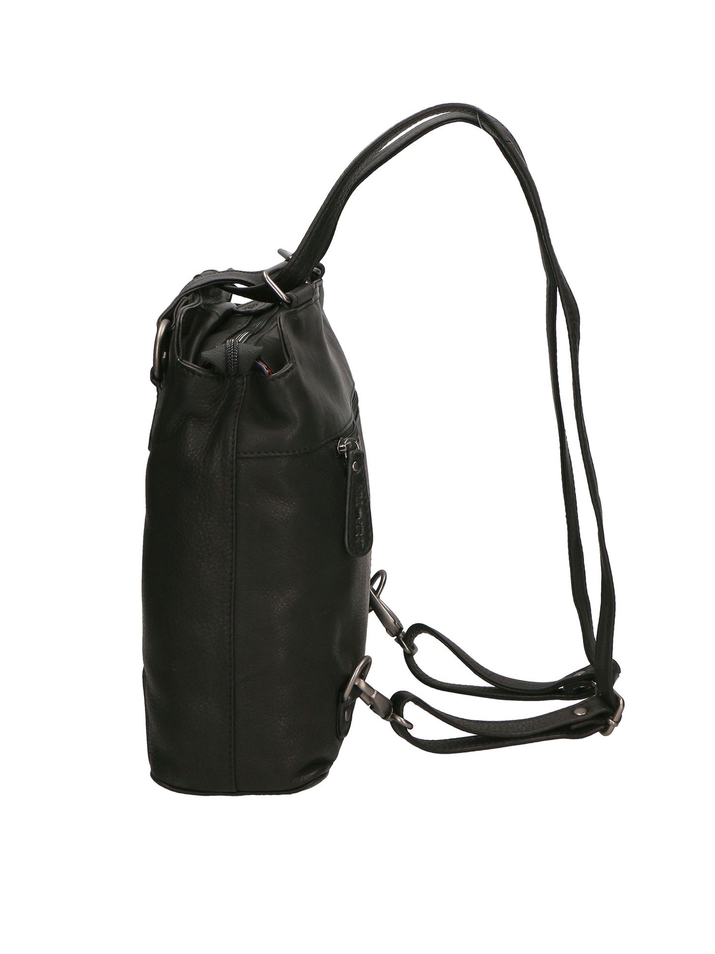 Borsa a Spalla Convertibile in Zaino in Vera Pelle Nero