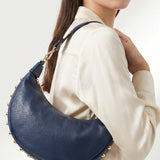 Borsa a Tracolla in Dollaro Leather Blu Jeans