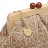 Bolso de hombro de poliéster beige