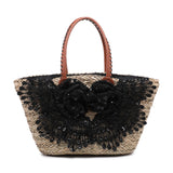 Borsa Shopper in Rattan Nero