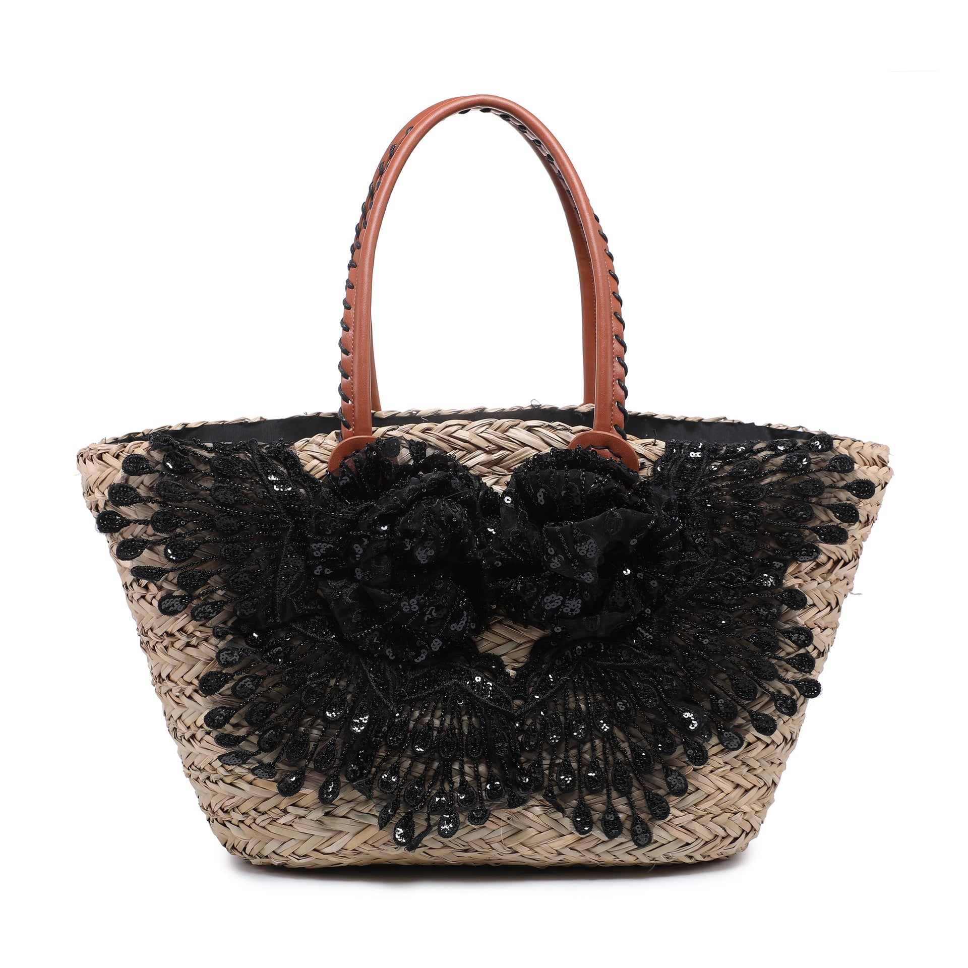 Borsa Shopper in Rattan Nero