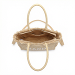 Borsa a Mano in Woven Straw Beige