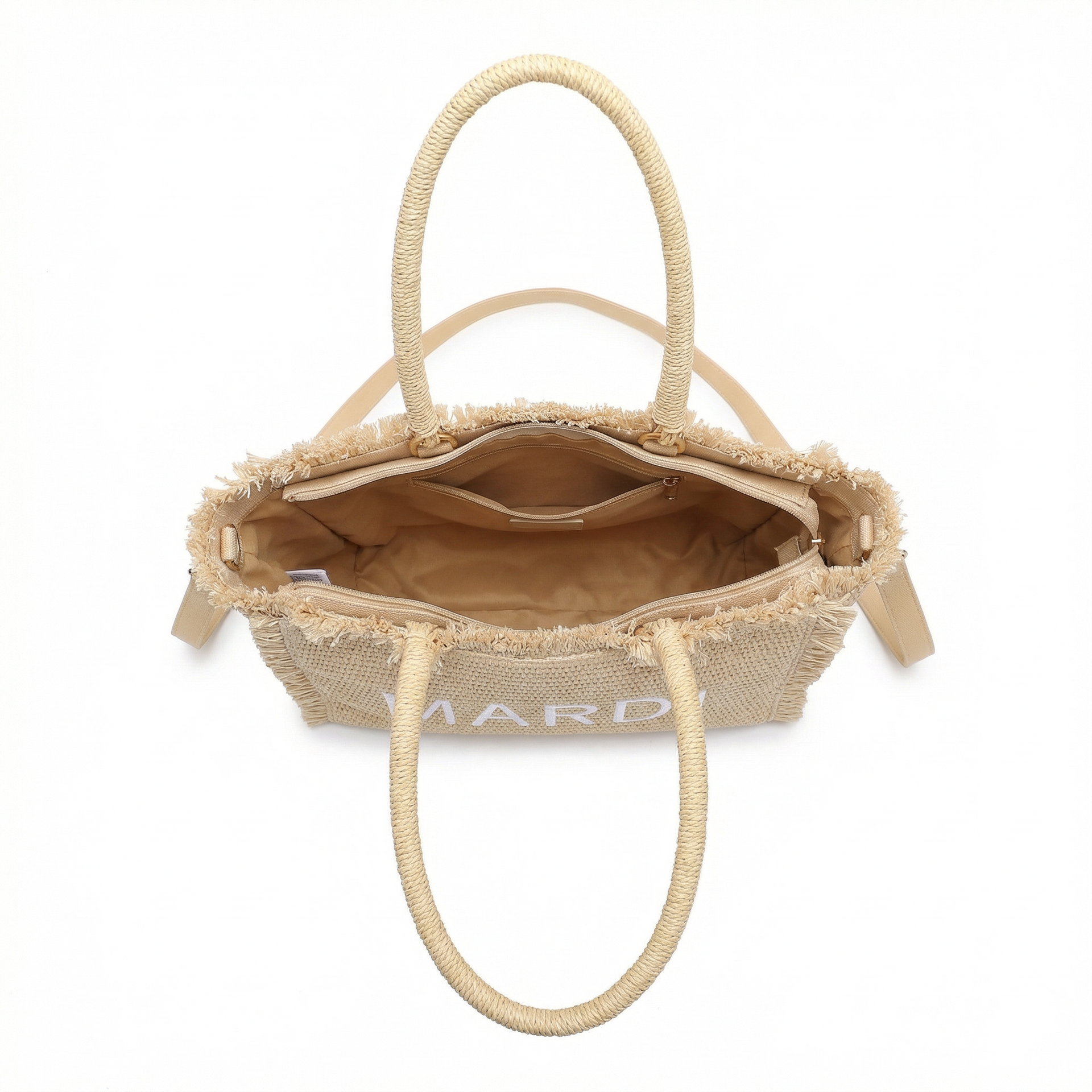 Borsa a Mano in Woven Straw Beige