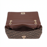 Bolso de hombro de poliéster negro y marrón