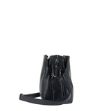 Bolso de hombro de piel auténtica negra