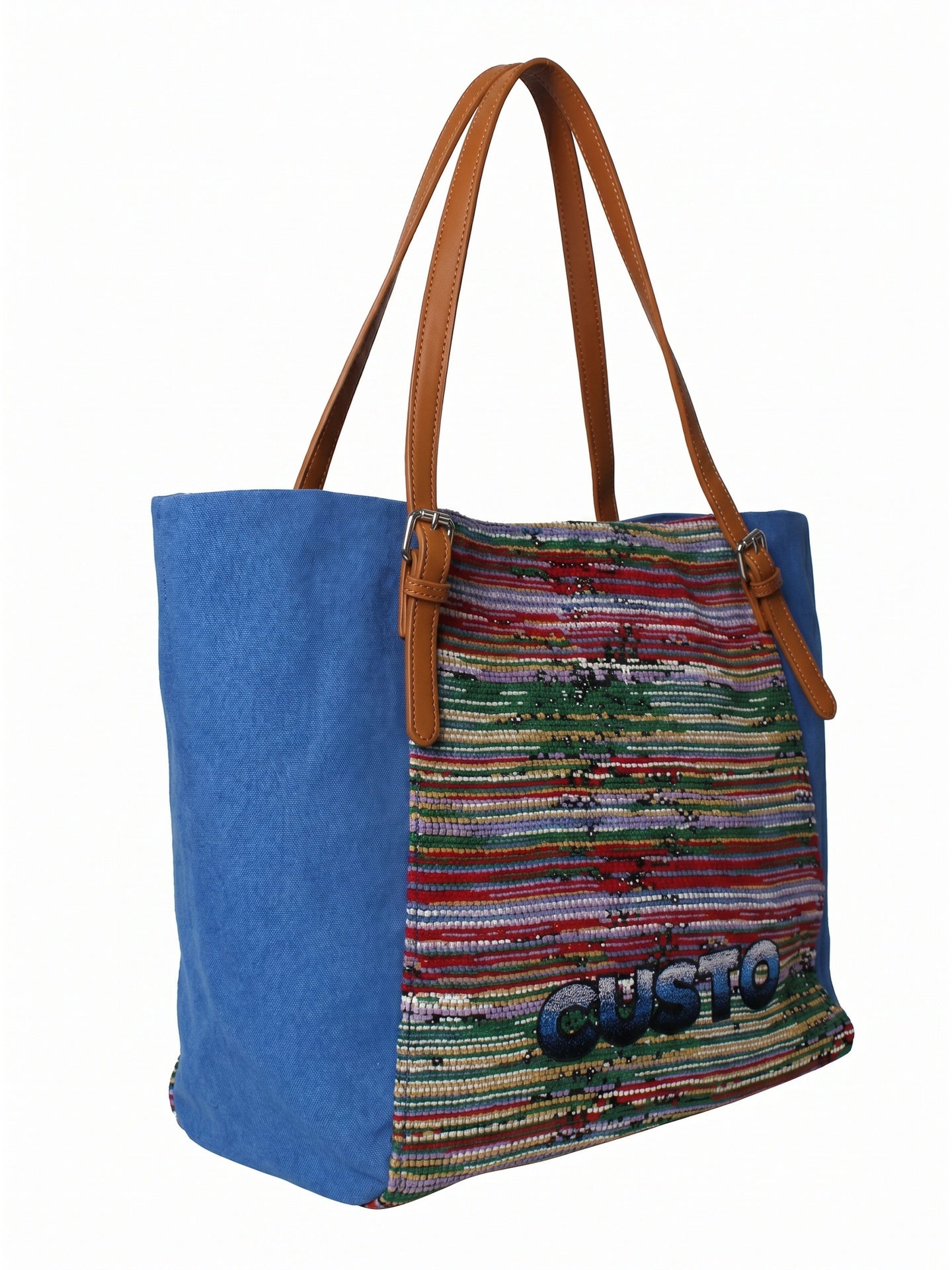 Borsa a Mano in Pelle Vegana Blu